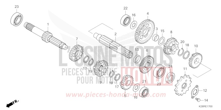 BOITE DE VITESSES de CRF125F "Petites Roues" EXTREME RED (R292) 2025